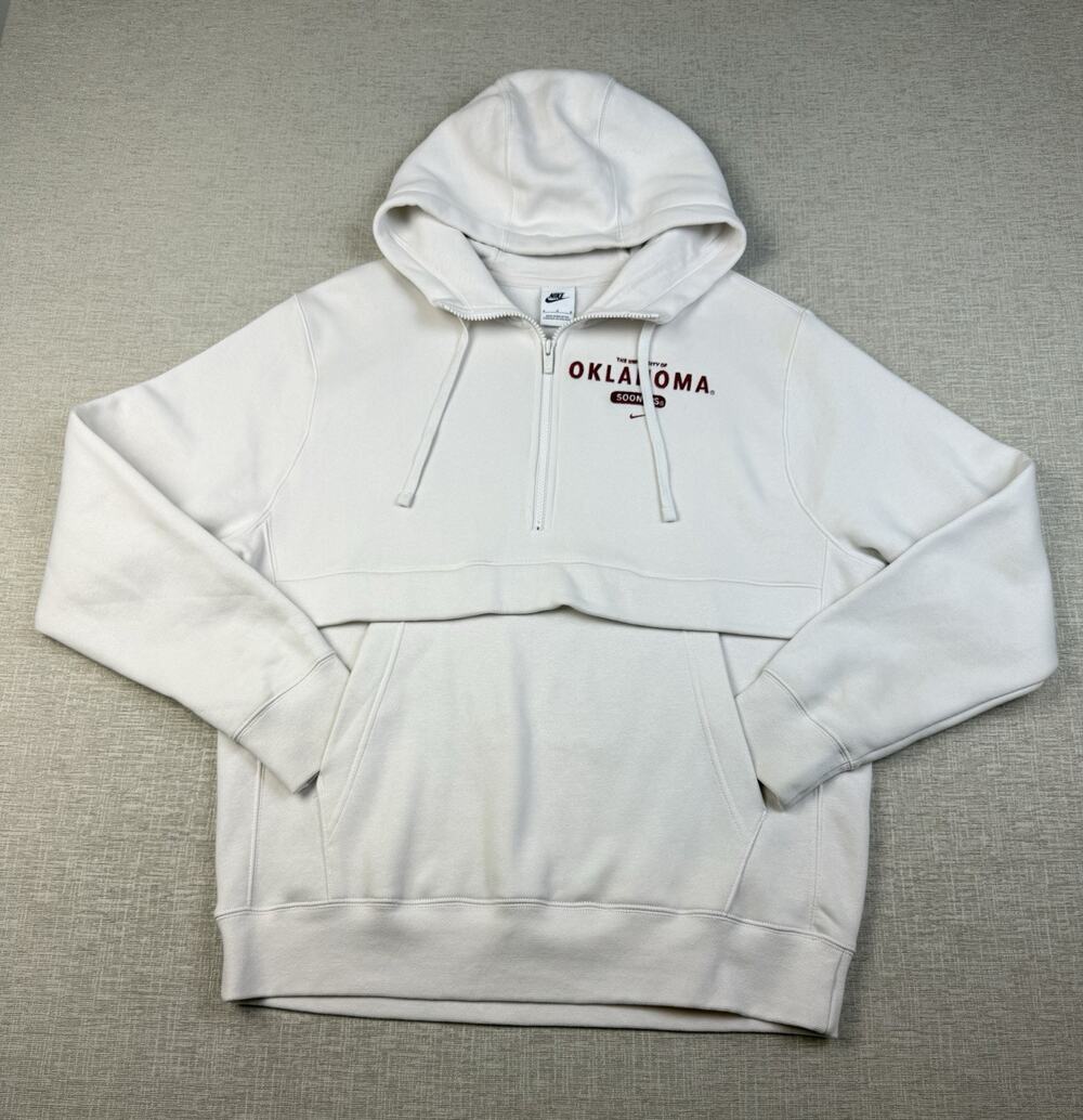 Nike Campus Collection Oklahoma Sooners Hoodie Men’s M White Half Zip OU